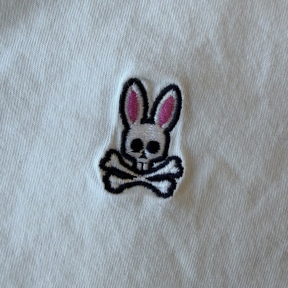 Psycho Bunny Men's White Embroidered Bunny Logo V-Neck Long Sleeve T-Shirt‎ S - Picture 7 of 10